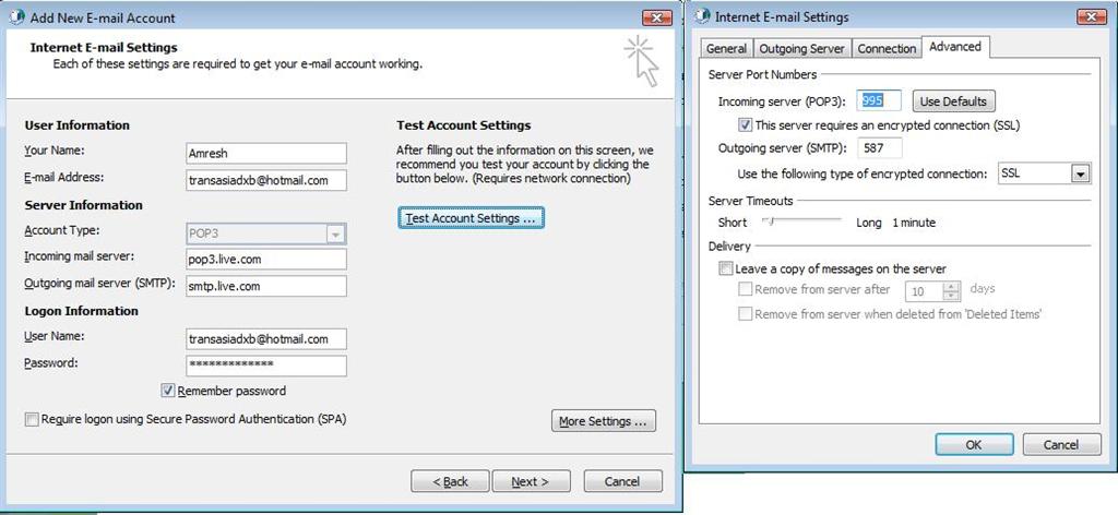 sextant hoesten Eenheid Outlook.com POP Mail Server Settings IS Not Working - Microsoft Community