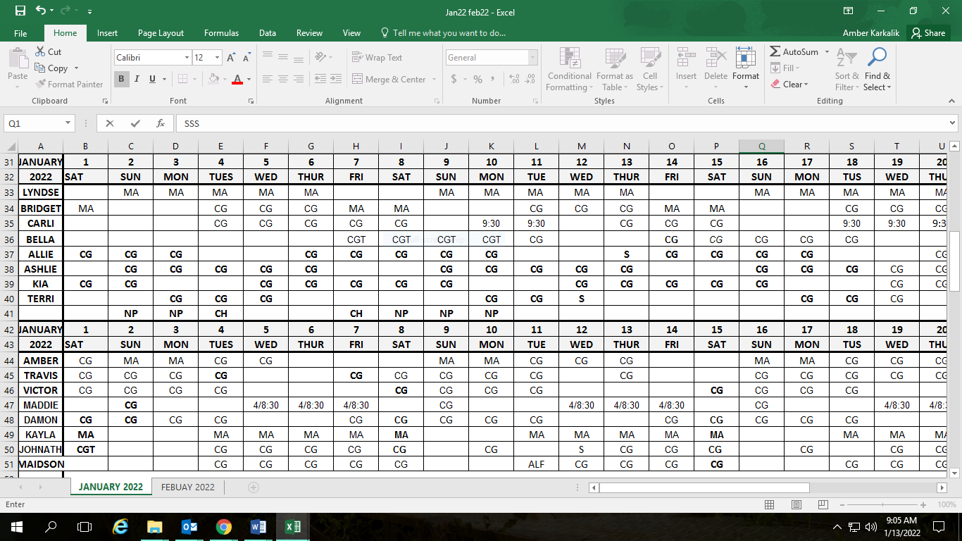 the formula for employees work schedules - Microsoft Community