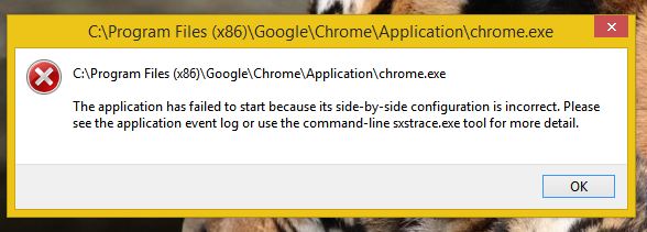 Side by side configuration incorrect chrome