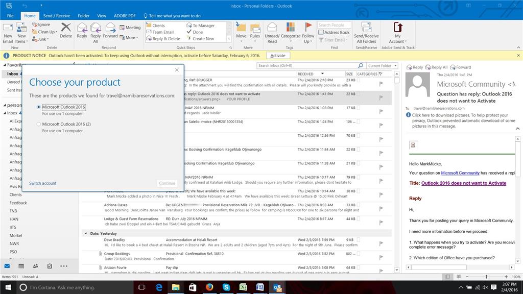 Outlook 2016 Does Not Want To Activate Microsoft Community 8416