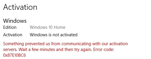 Error Code:0x87E10BC6 - Microsoft Community