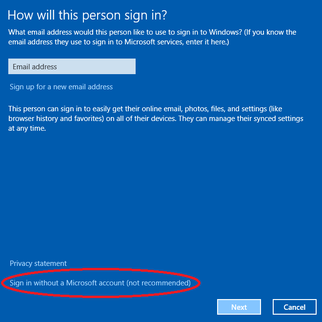Image result for windows 10 setup local account