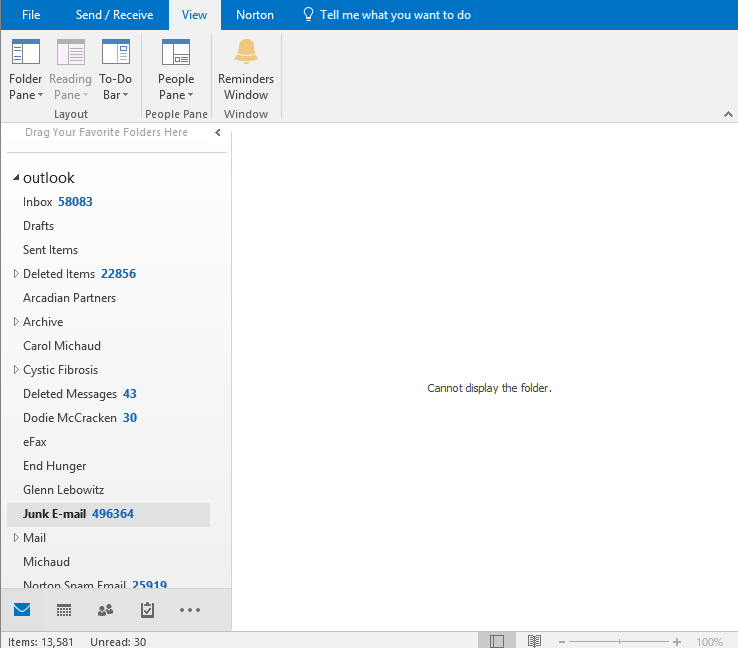 I Can t Open Or Empty The Junk E mail Folder In Outlook 2016 