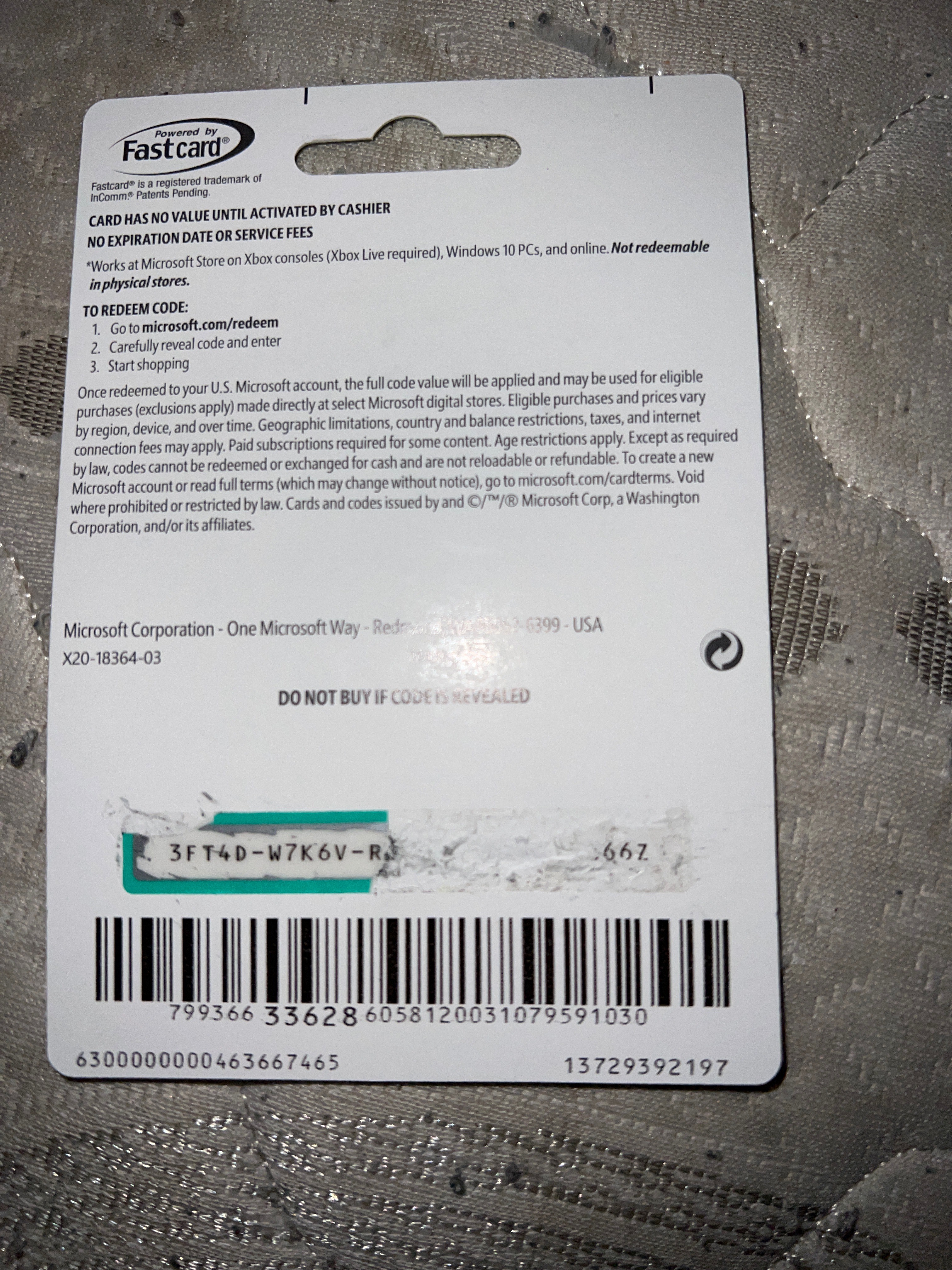 Xbox live gift on sale card code unreadable