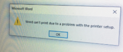 Word cant print due to a problem with the printer setup что значит