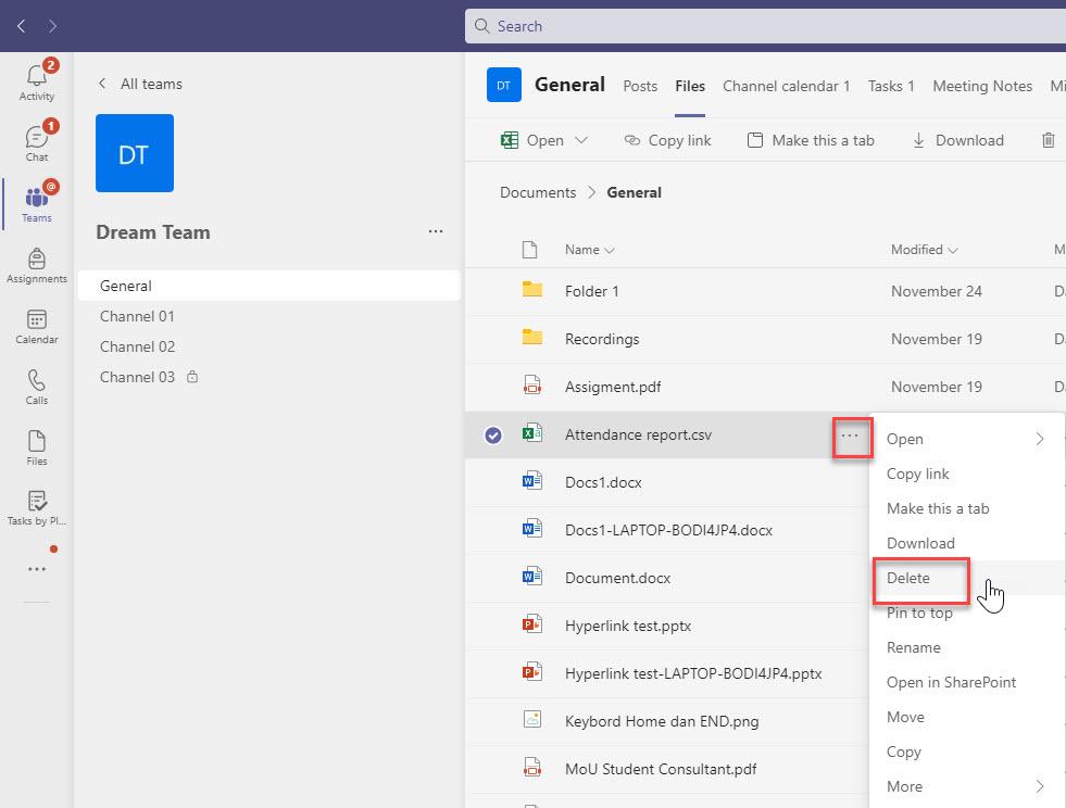 How to delete files on Teams - Microsoft Community