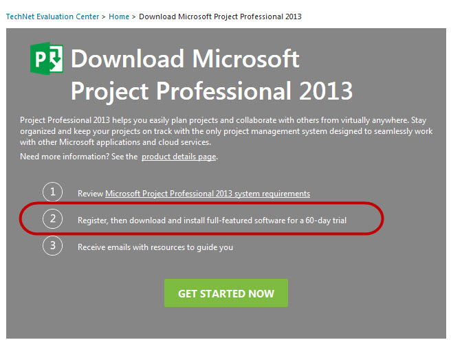 Microsoft Project 2013 60 Day Free Trial