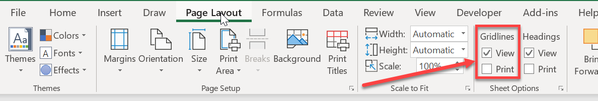 The gridlines in my spreadsheet in Excel are not showing or printing ...