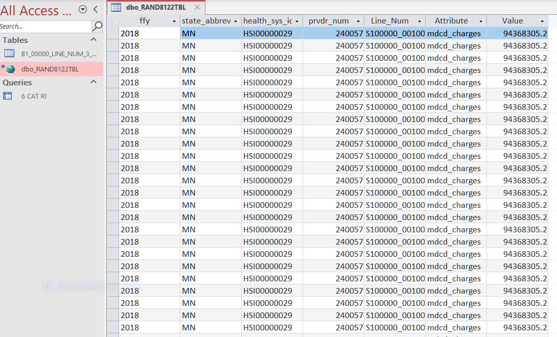 Linked Table Repeats First Row When Opened in Access Microsoft