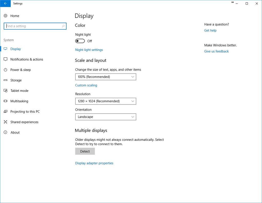 Windows 10, Version 1703 does not have the advanced display settings ...