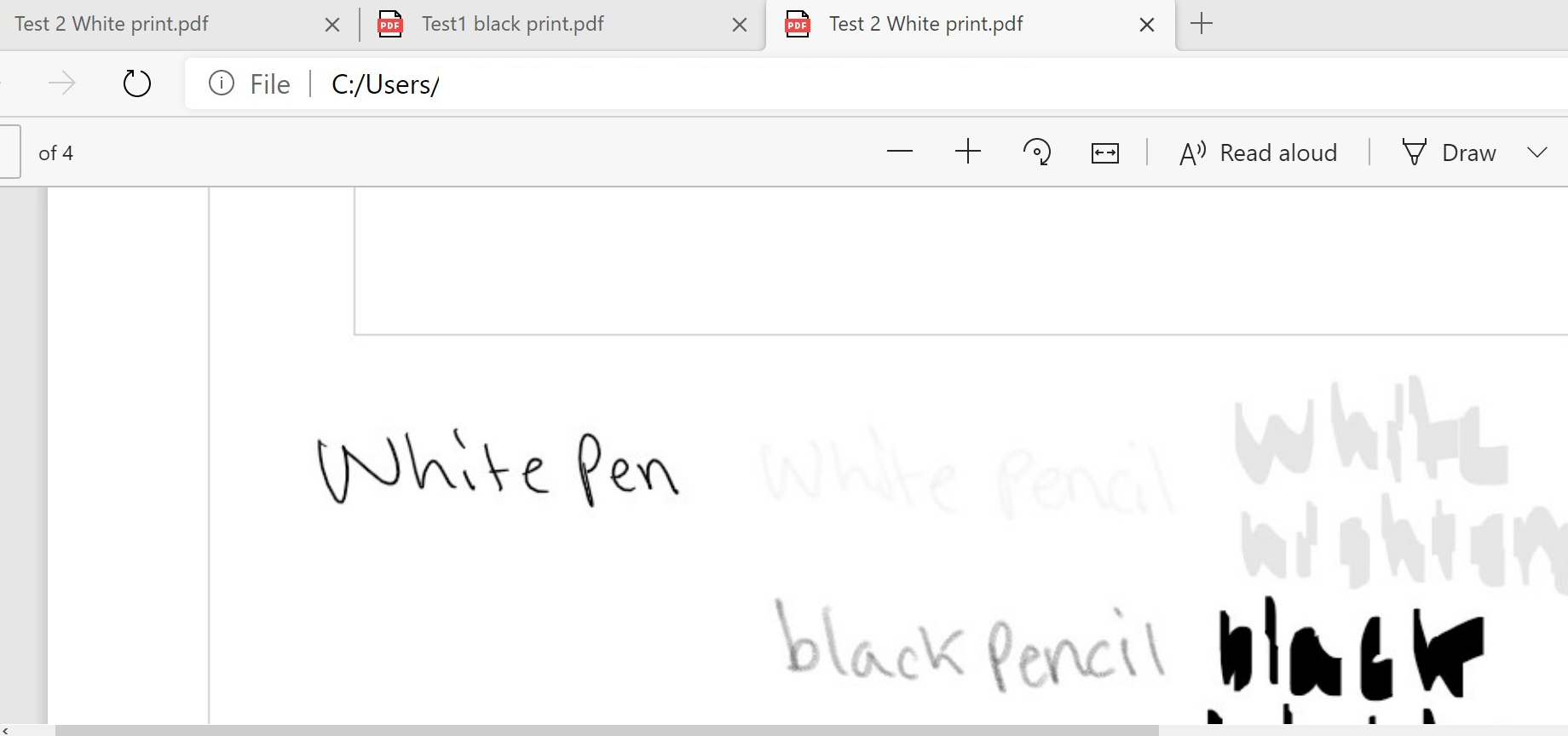 OneNote for Windows 10 Drawing in black ink prints as white, white