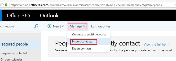 Import contacts from outlook
