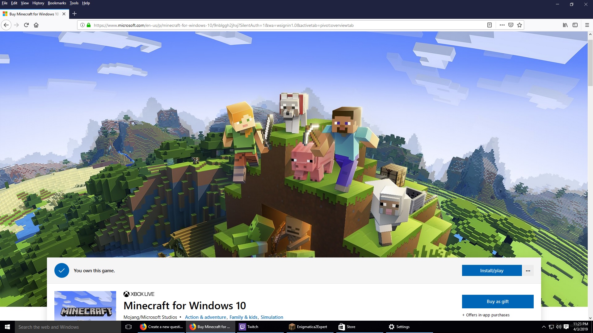 minecraft comes with windows 10