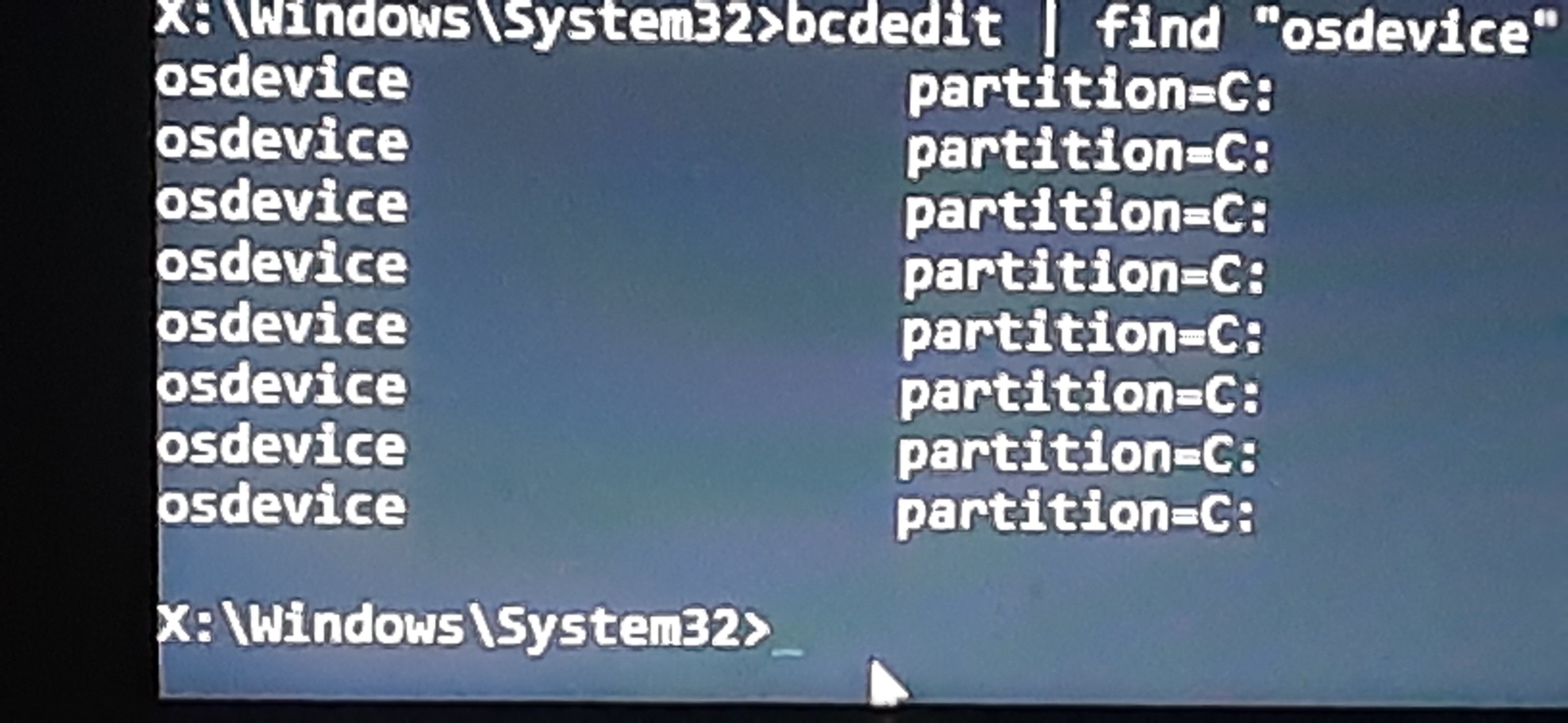 X:\windows\system32>Bcdedit |find - Microsoft Community