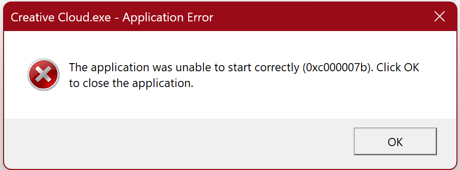 The application was unable to start correctly (0x000007b 