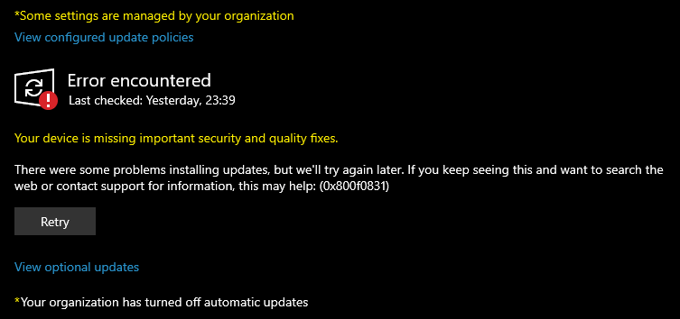 Can&rsquo;t install Cumulative Update for Windows 10 Version 22H2 for 