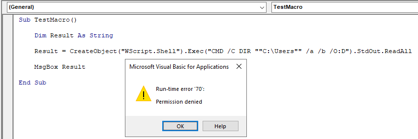 Excel Vba Run Time Error 2147024891 80070005 Microsoft Community