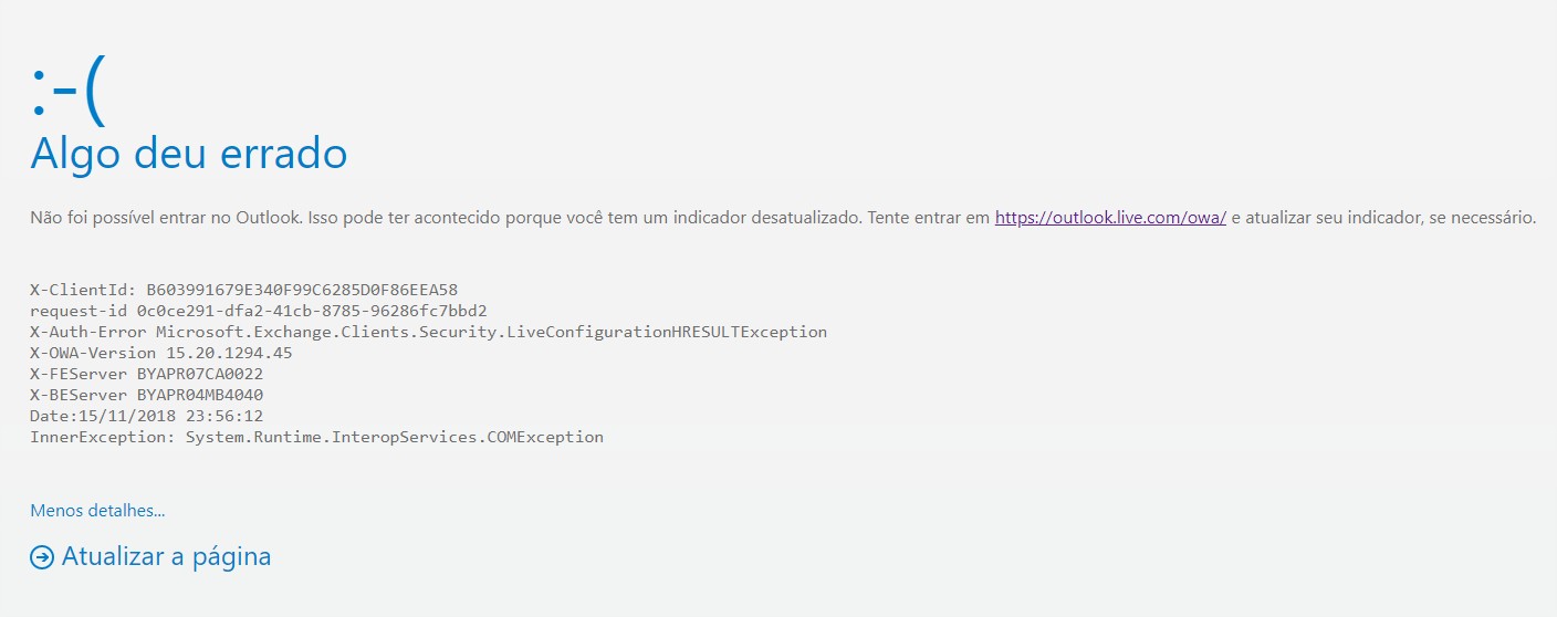 N o foi poss vel entrar no outlook isso pode ter acontecido