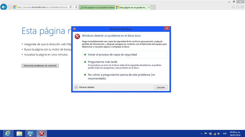 Duplicar A la verdad Cruel Windows 8: Windows detectó un problema en el disco duro. - Microsoft  Community
