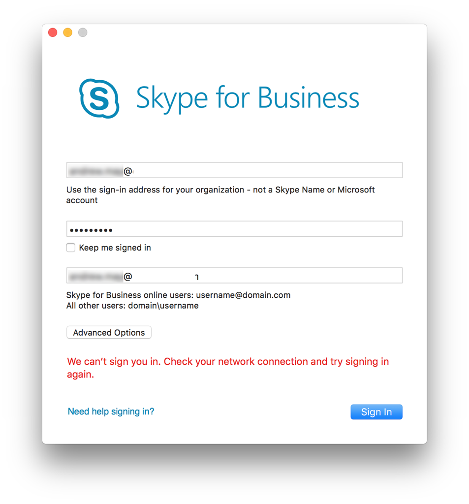 Skype for business mac camera not working