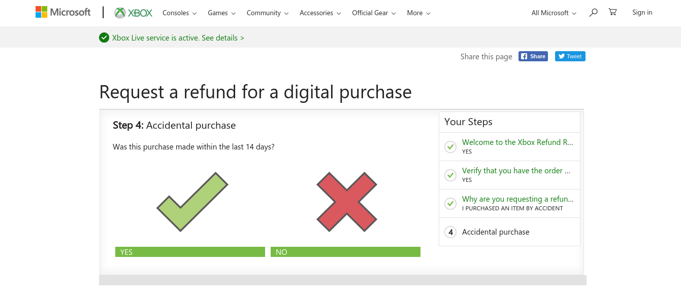 Xbox refund