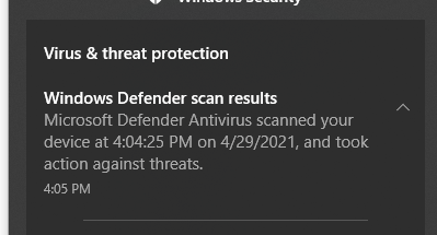 Microsoft Defender Scans Say One Threat Found And Took Action But I ...