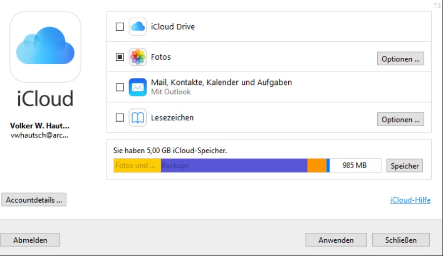 icloud kontakte in outlook