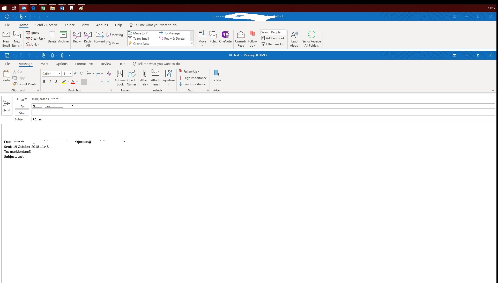 outlook - each email that i reply to opens lower and lower on the ...