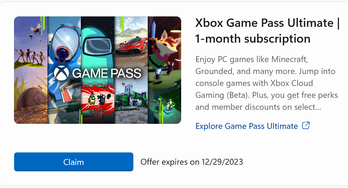 Where to claim free Xbox Game Pass Ultimate?