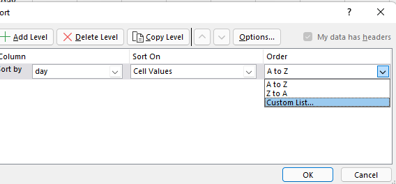 In the Excel Student Schedule template, I added all classes in the ...