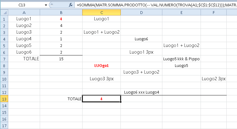 Formula Per Contare Celle Che Contengono Una Predeterminata Porzione ...