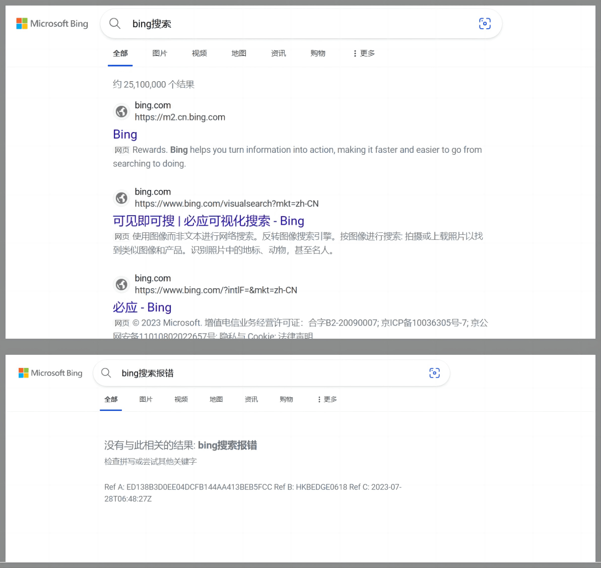 Bing搜索报错Ref A B C - Microsoft Community