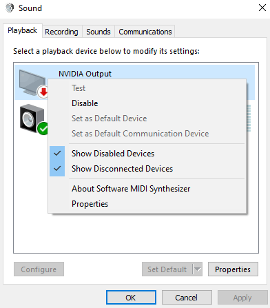 nvidia high definition audio driver not plugged in