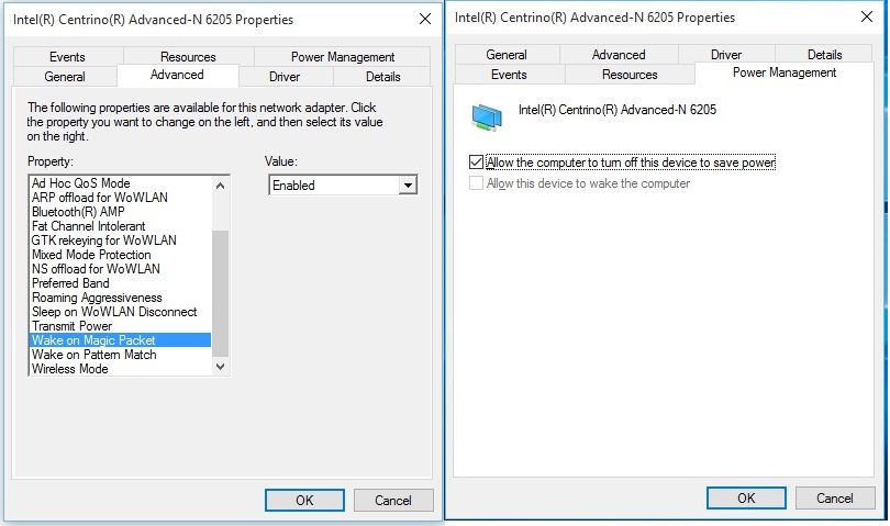 Wake On Wireless Lan Windows 10 Advanced N 65 Doesn T Work Microsoft Community