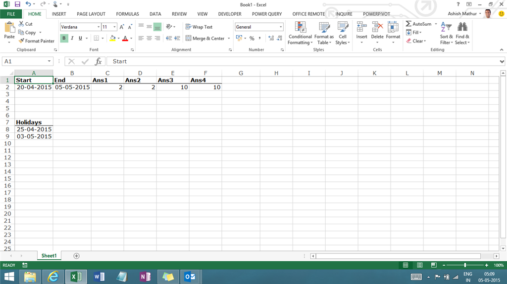 Calculate workdays between dates if you only are counting a particular