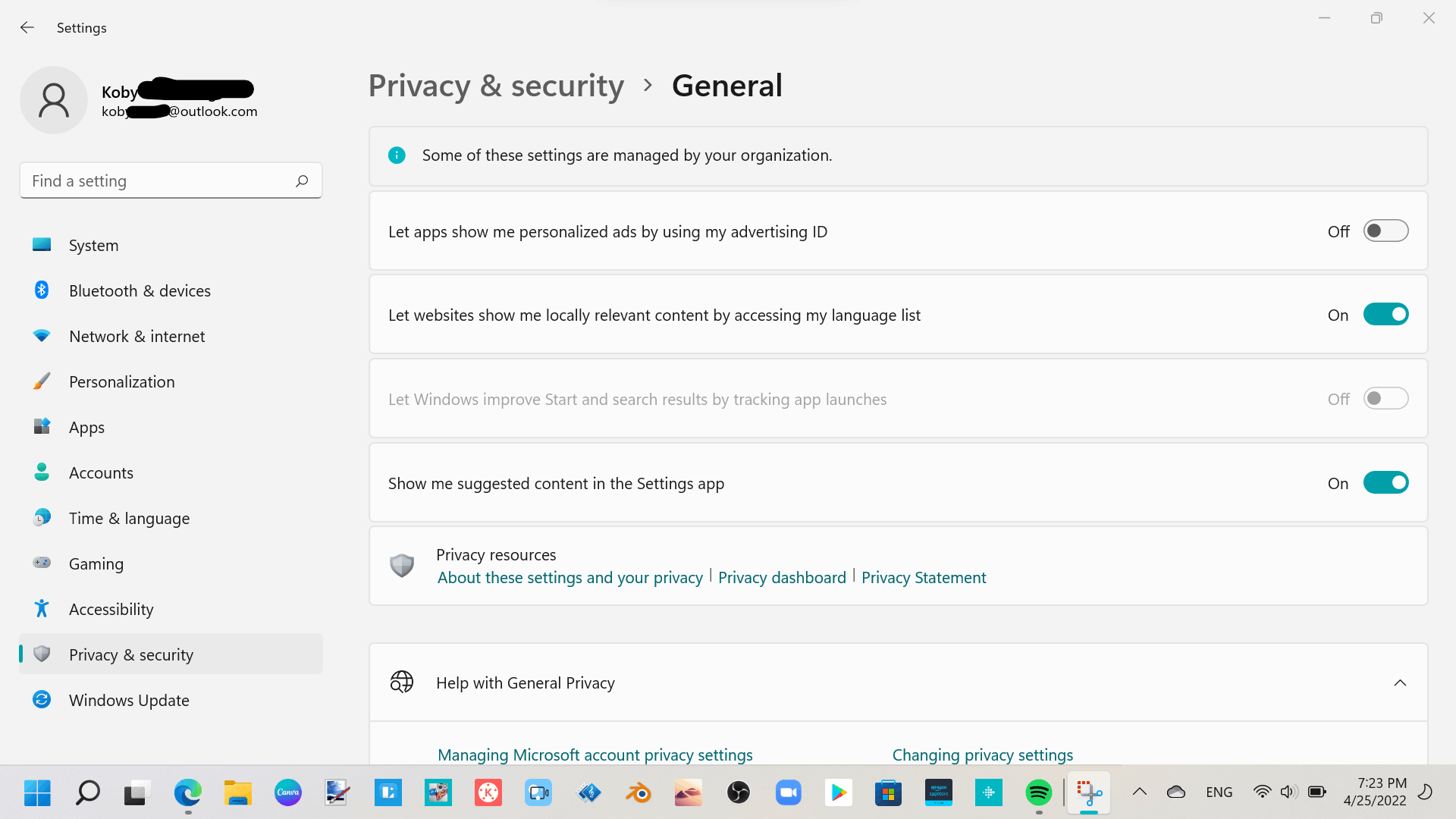 Issue Where I Can't Change The Privacy Settings - Microsoft Community