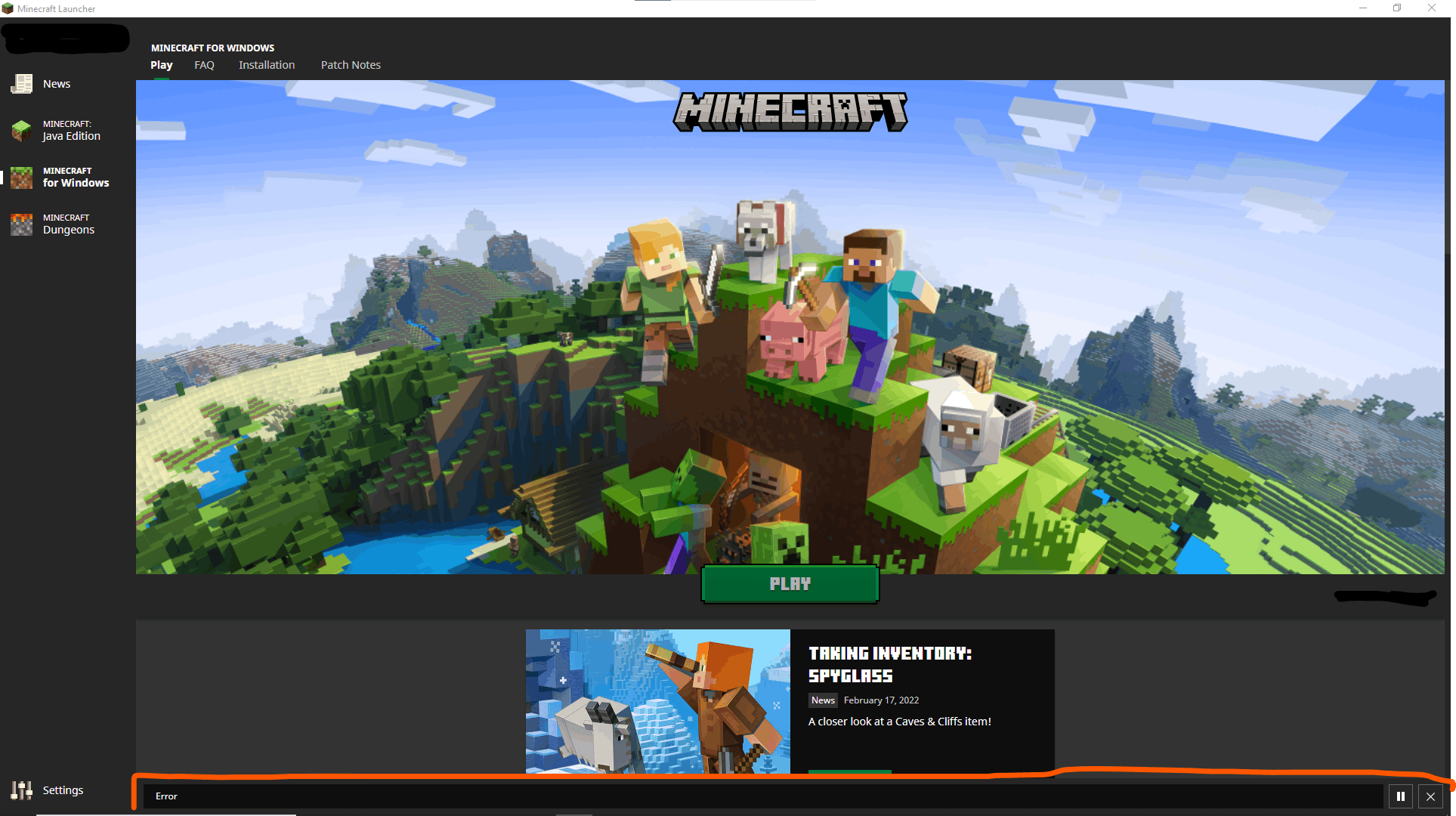 Error in Progress Bar while Downloading Minecraft: Microsoft Windows ...