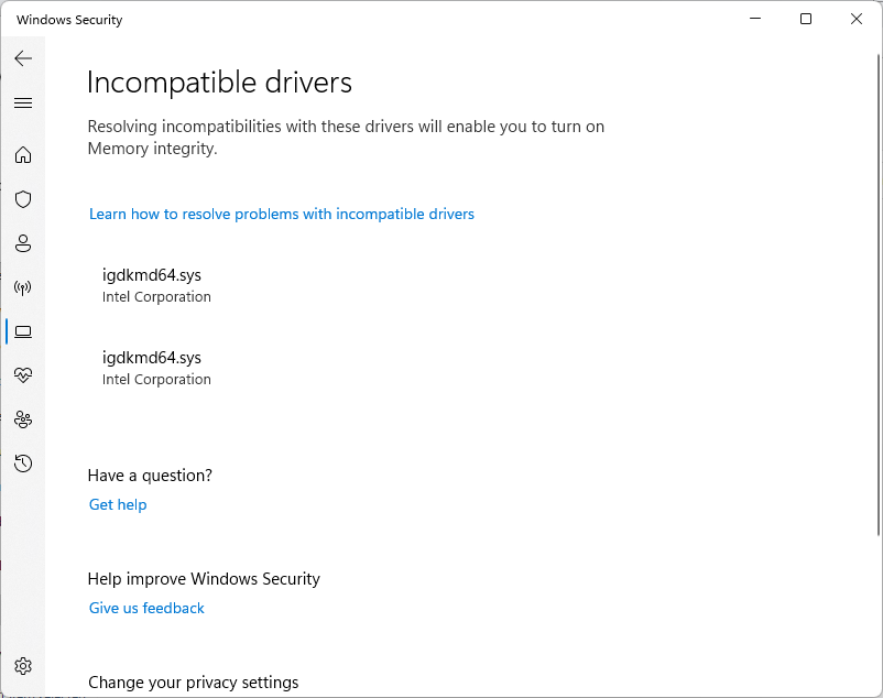 How Do I Solve Incompatible Drivers From Intel With Windows Security ...