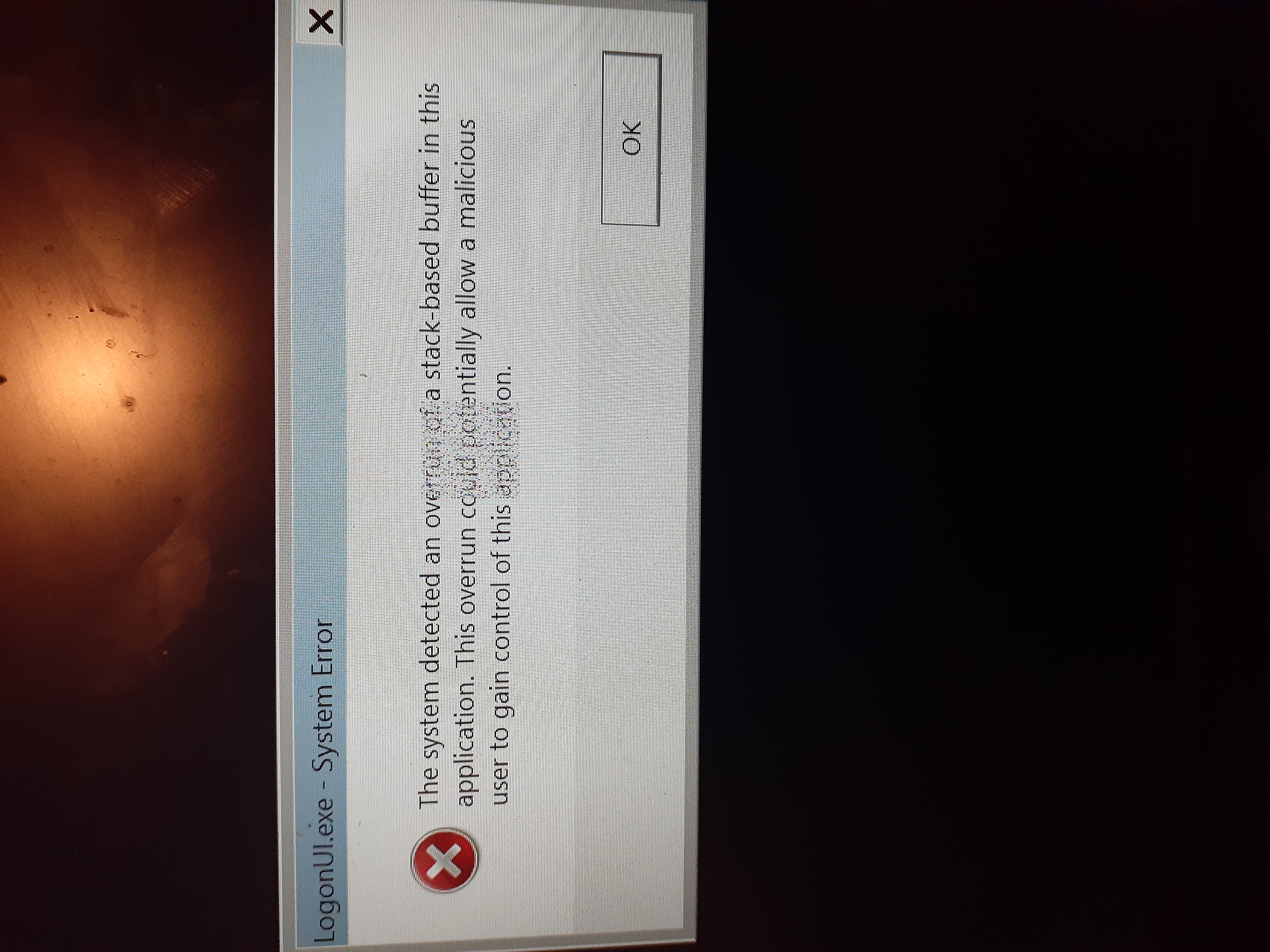 "Overflowed Stack-based Buffer" Error In Login UI - Microsoft Community