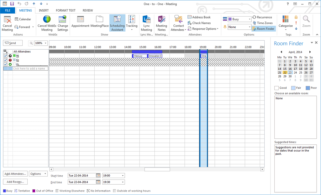 Outlook Calendar not showing free/busy status of other attendees