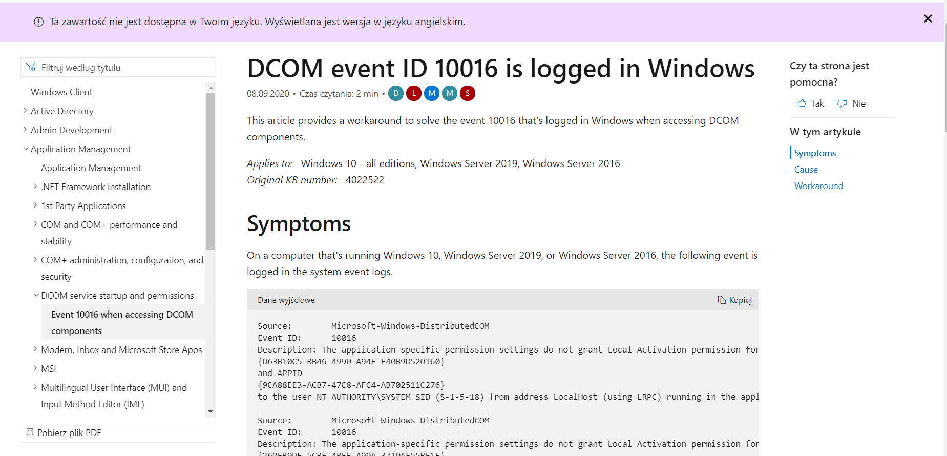 Microsoft-Windows-DistributedCOM event ID 10016 - Microsoft Community