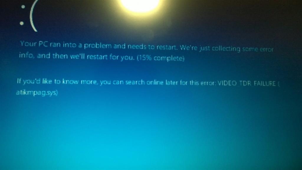 Ошибка виндовс 8 video tdr failure