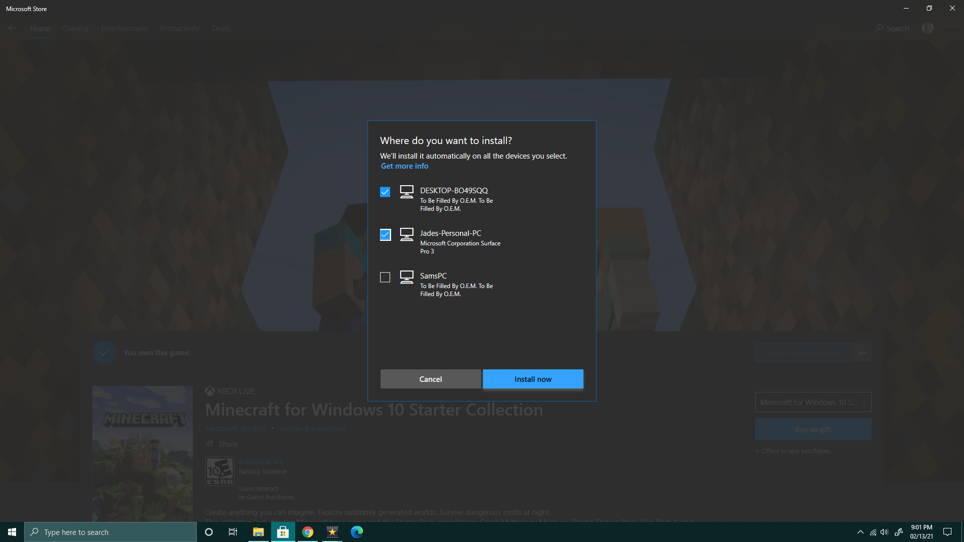 Minecraft Launcher won't install from Microsoft Store