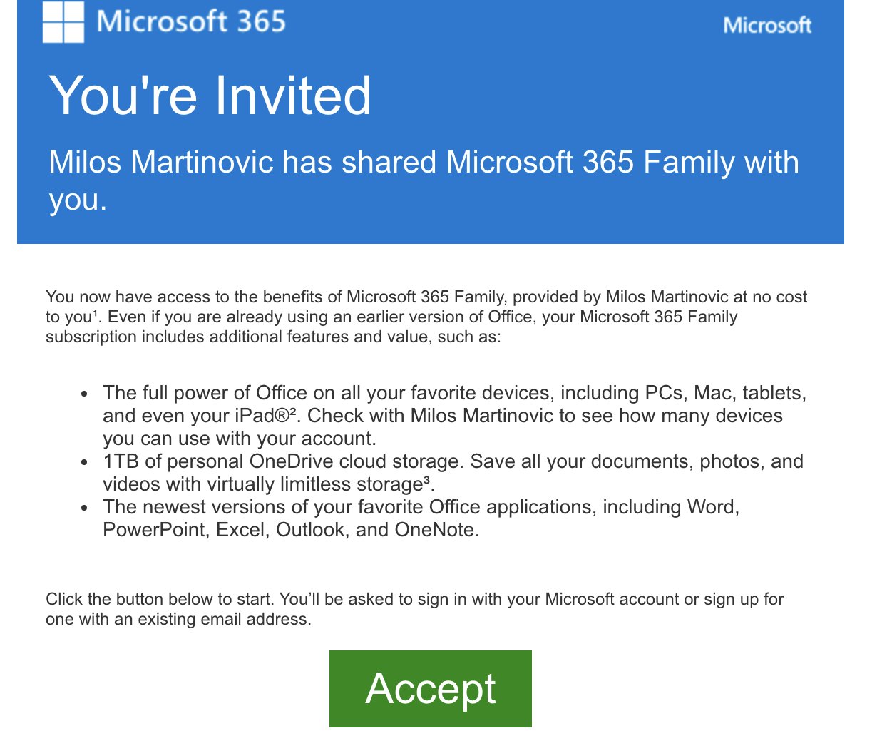 Microsoft 365 Family Sharing - Microsoft Community