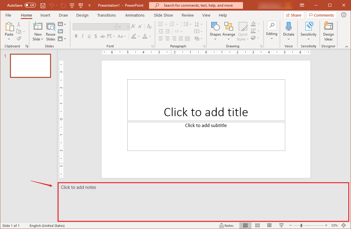 Changing The Background Color Of The Presentation Notes - Microsoft 