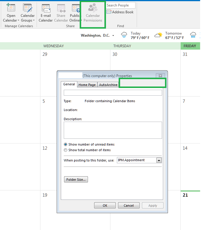 Outlook 365 Calendar Permissions Greyed Out MCRSQ