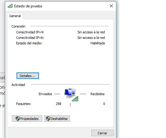 Sin acceso a internet windows 10