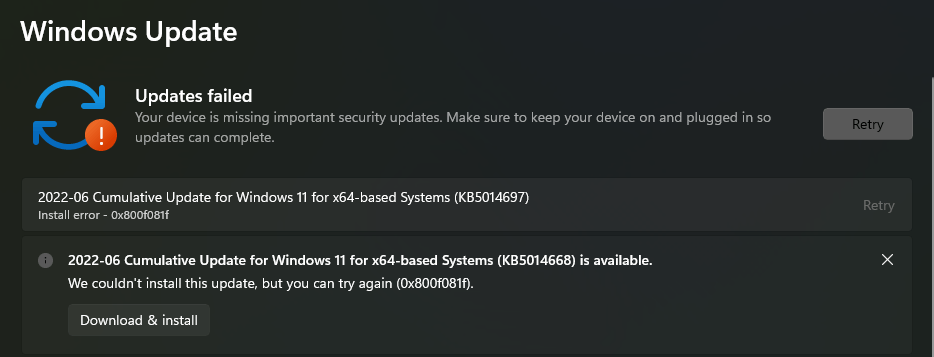 windows update wont download