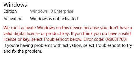 Win 10 Home Upgrade To Pro But Went Enterprise Cant Activate No