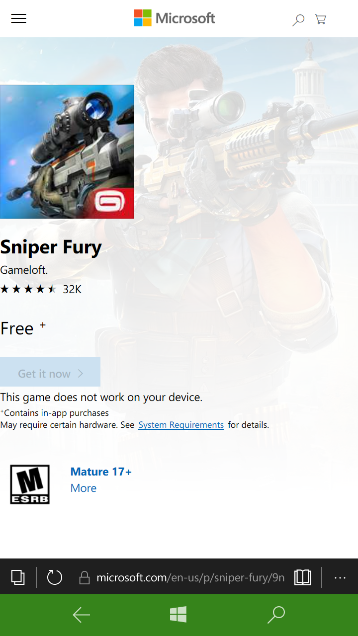 DOWNLOADING SNIPER FURY IN WINDOWS 10 MOBILE - Microsoft Community